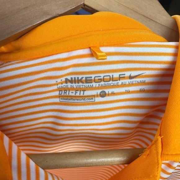 Nike Golf Sleeveless Stripe Collared Top‎ in Orange White Size XL - Picture 5 of 6